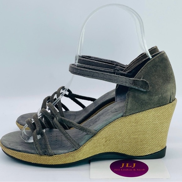 Teva Women's Riviera Taupe Suede Leather Wedge Strappy Sandals 1003968 Size 6 - Picture 3 of 8